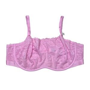 Victoria's Secret PINK Wink Unlined Scoop Bra Lace Pink Bubble Size XXL